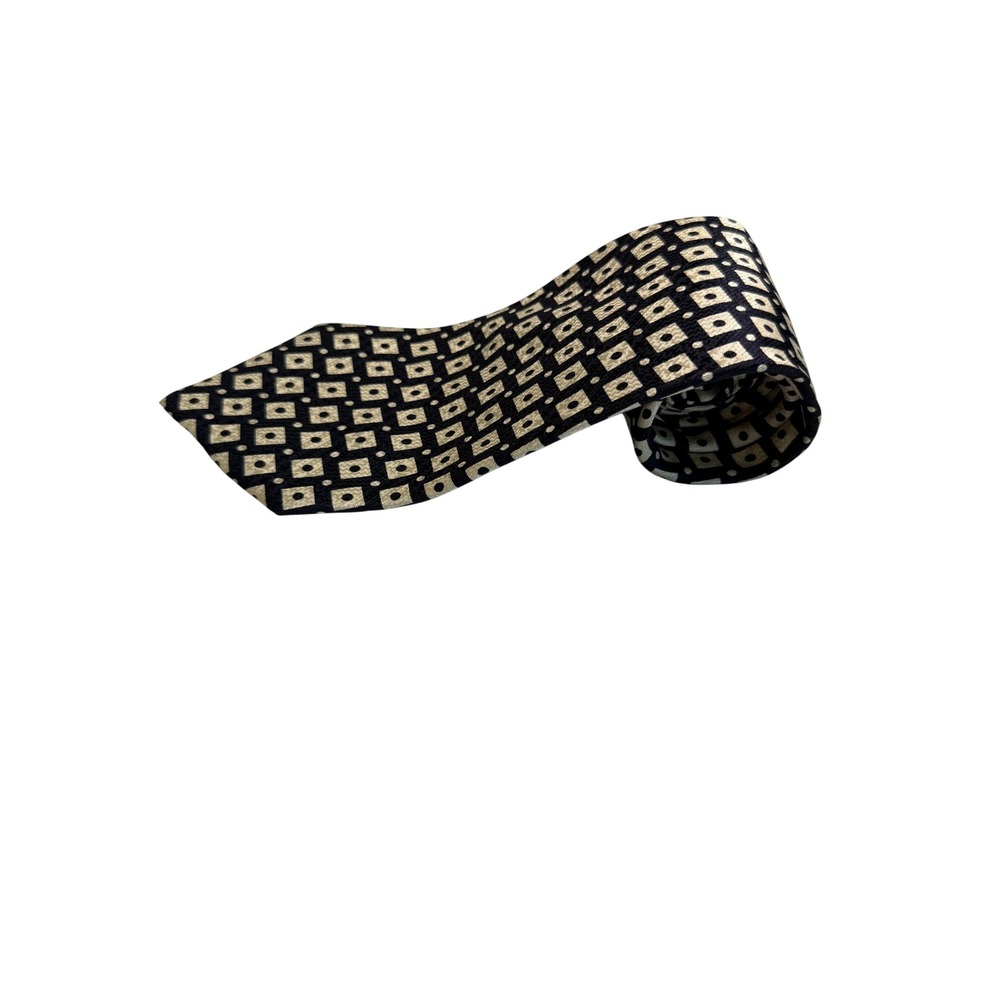 Polo Ralph Lauren Tie Mens OS Navy Blue Excellent Vintage Silk Geometric Square